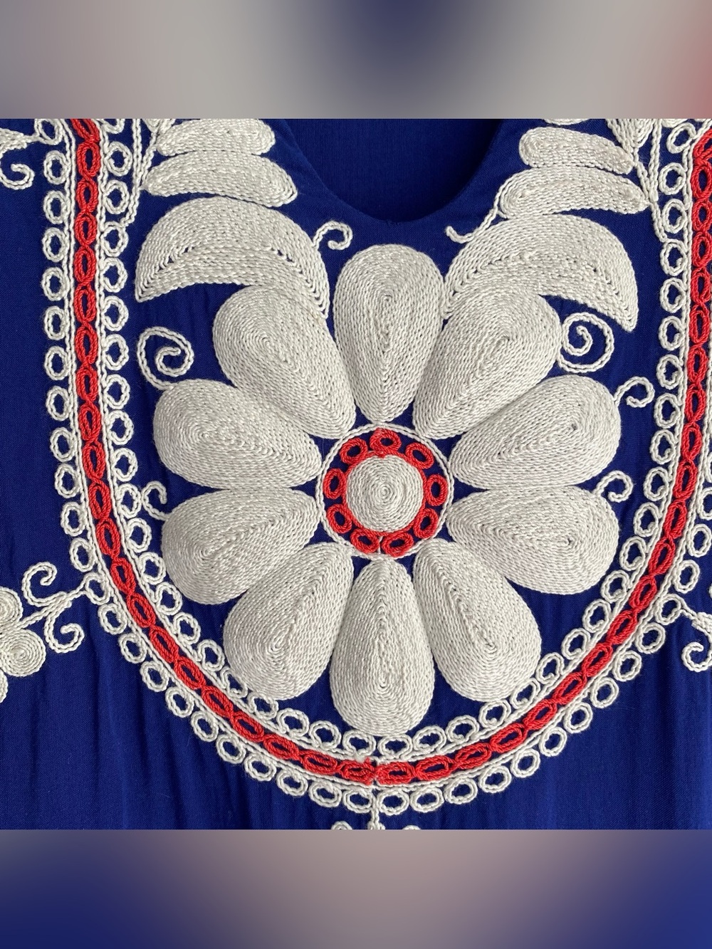 Boden Arianne Embroidered Dress 8L Royal Blue - Picture 5 of 7